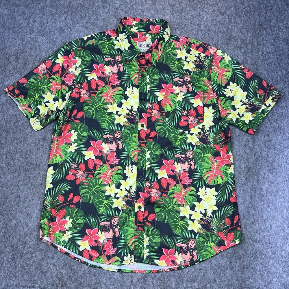 RSVLTS Goonies Men's Button Down Shirt Floral Chunk Truffle Shuffle Aloha Sz XL